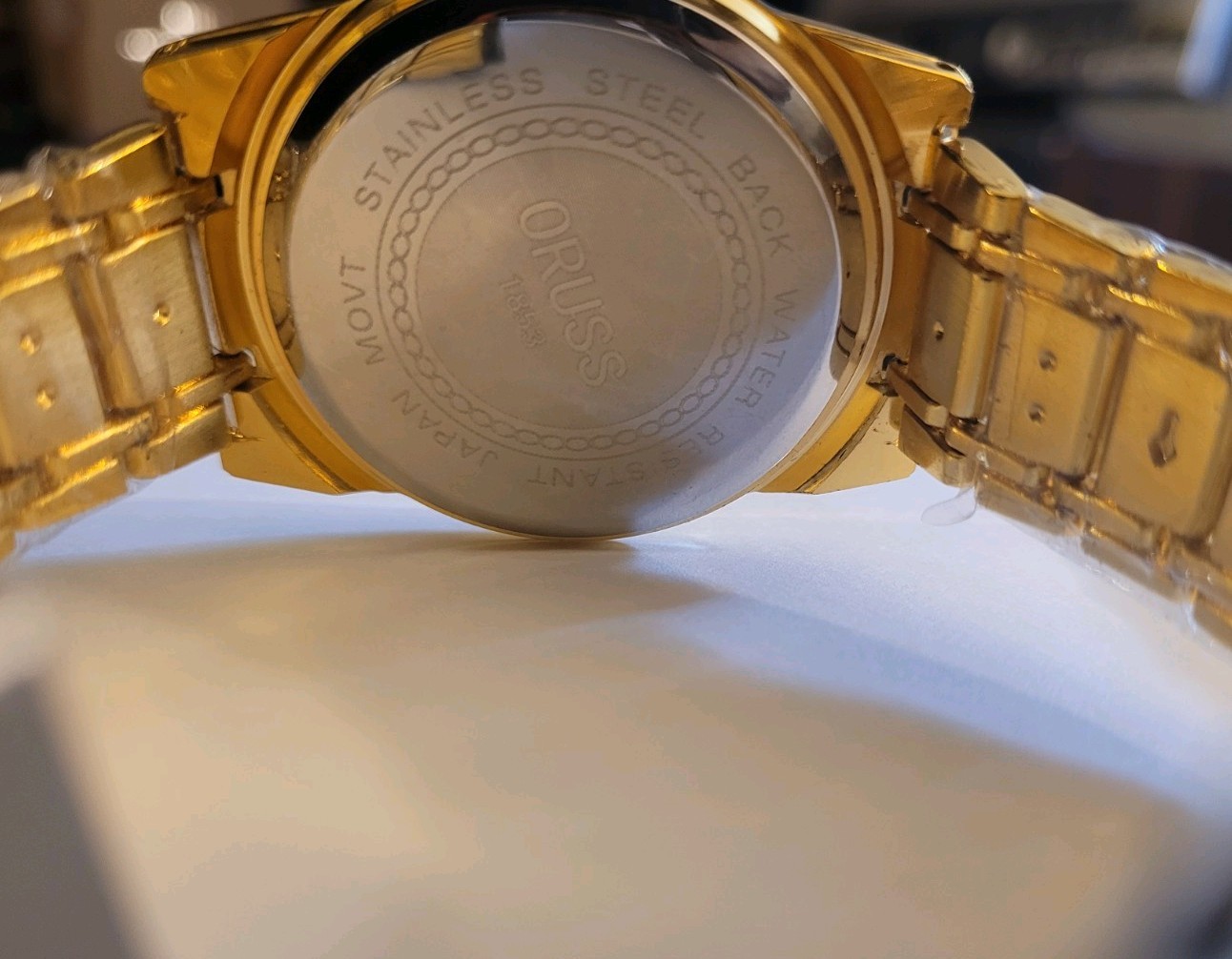 ORUSS 1853 Quartz Analog Gold-Tone Day/Date Arabic Dial watch with Box Manual