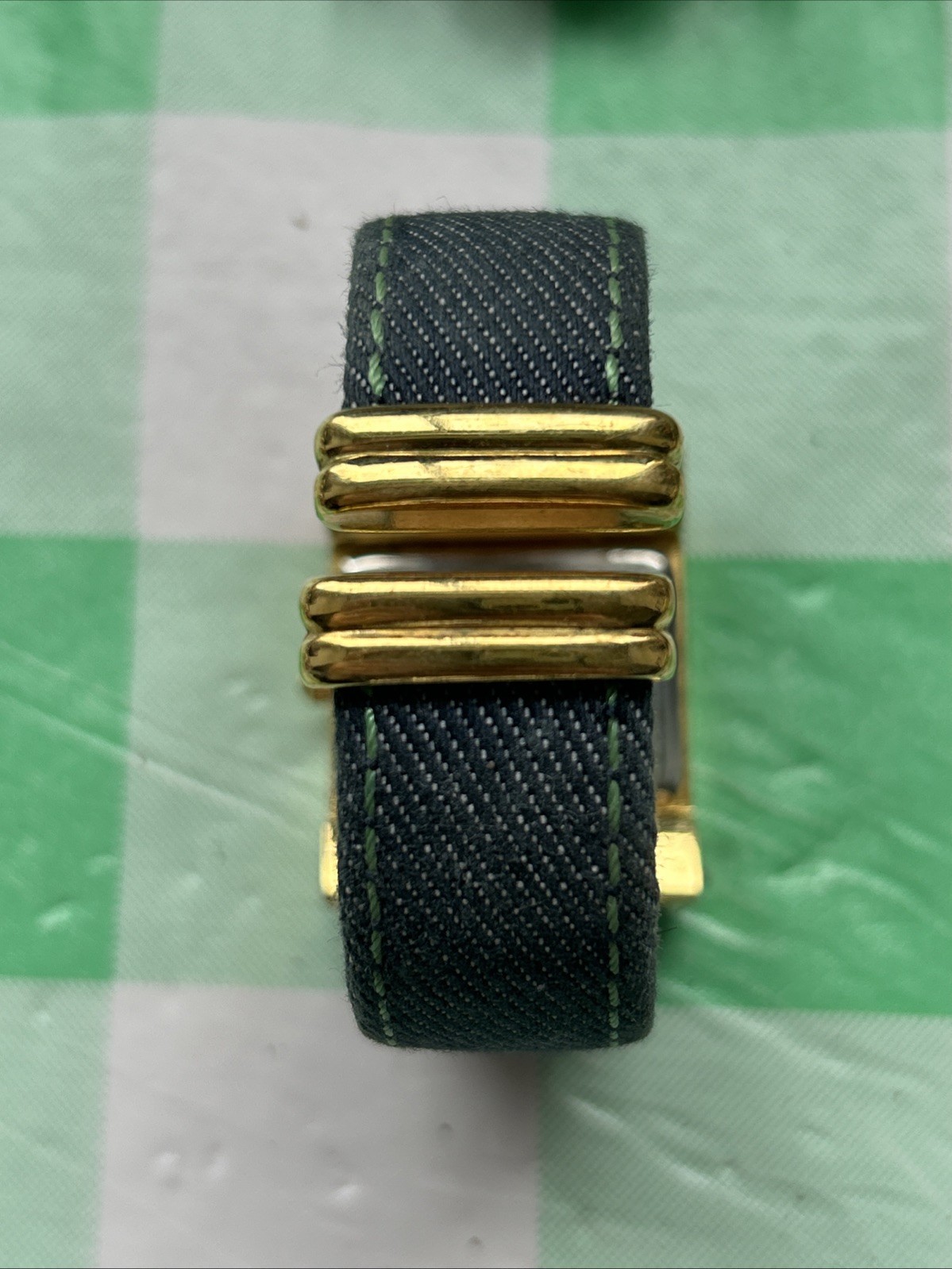 Joan Rivers Classics Gold Tone Denim Band Women’s Cuff Watch