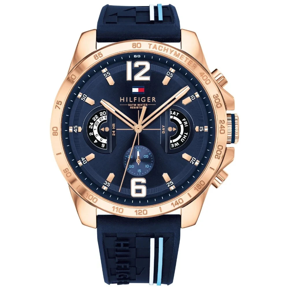Tommy Hilfiger Decker 1791474 Men’s 46mm Rose Gold Navy Chronograph Watch