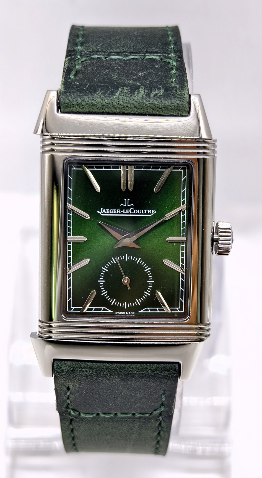 Luxury Jaeger Lecaultre Reverso Green Sub Dial Quartz Men’s Wrist Watch Pen