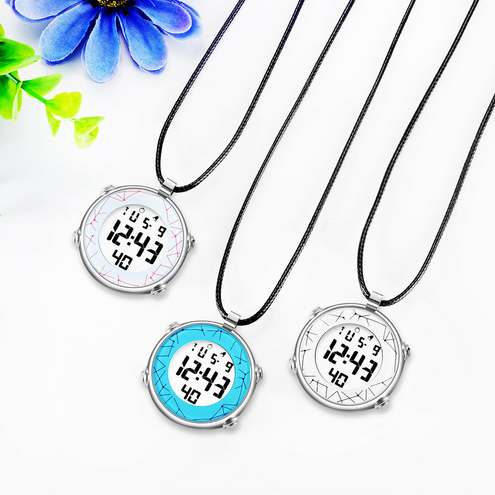 Men’s Women’s Multi-function Digital LED Display Pocket Watch Pendant Necklace