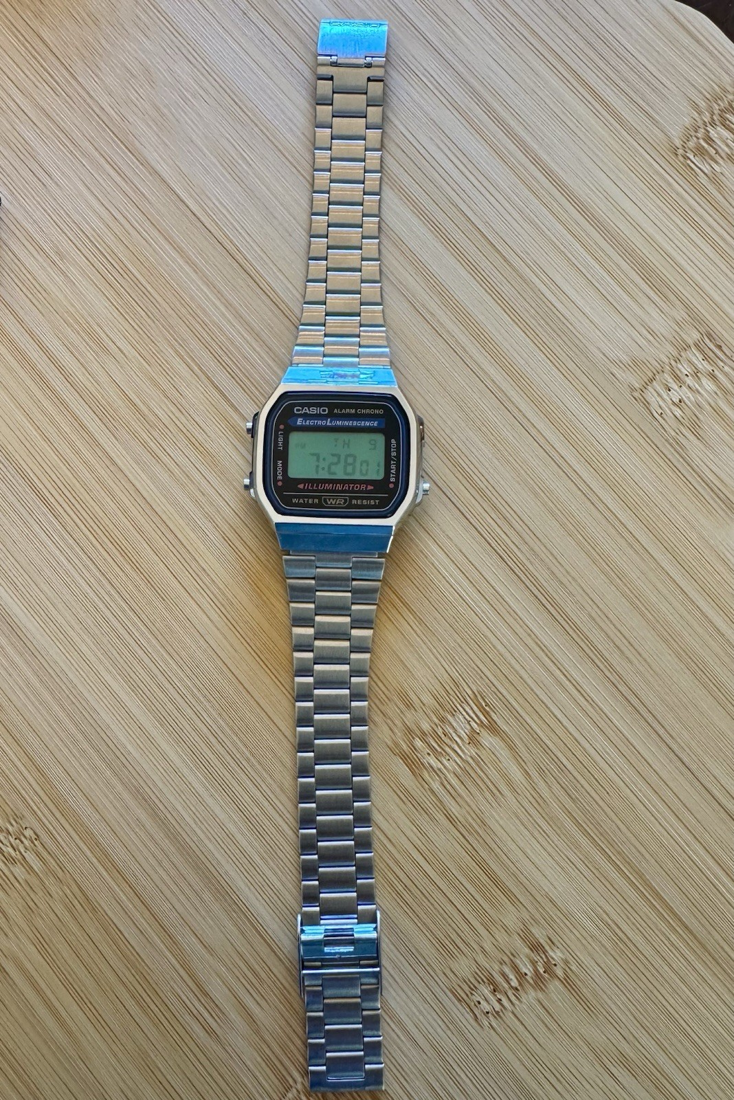 Casio A168WA-1 with Stainless Steel Band GREEN MOD FILM