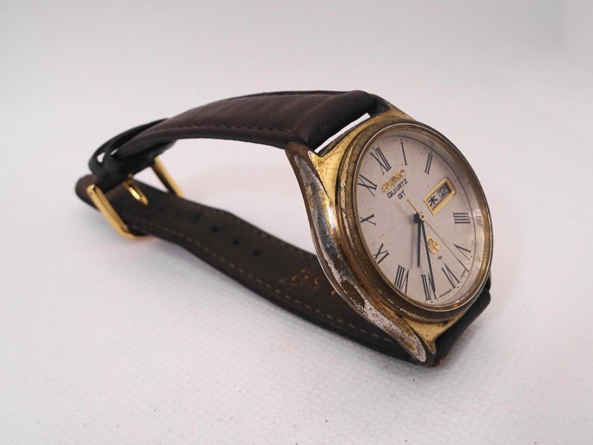 Working SEIKO Gold Quartz 0823 7000 G Wristwatch Y203 Seiko Day Date QUARTZ
