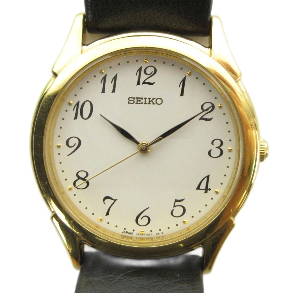 Seiko Spirit 7N01-7140 Quartz Men’s Watch 32mm Gold Stainless Steel AB