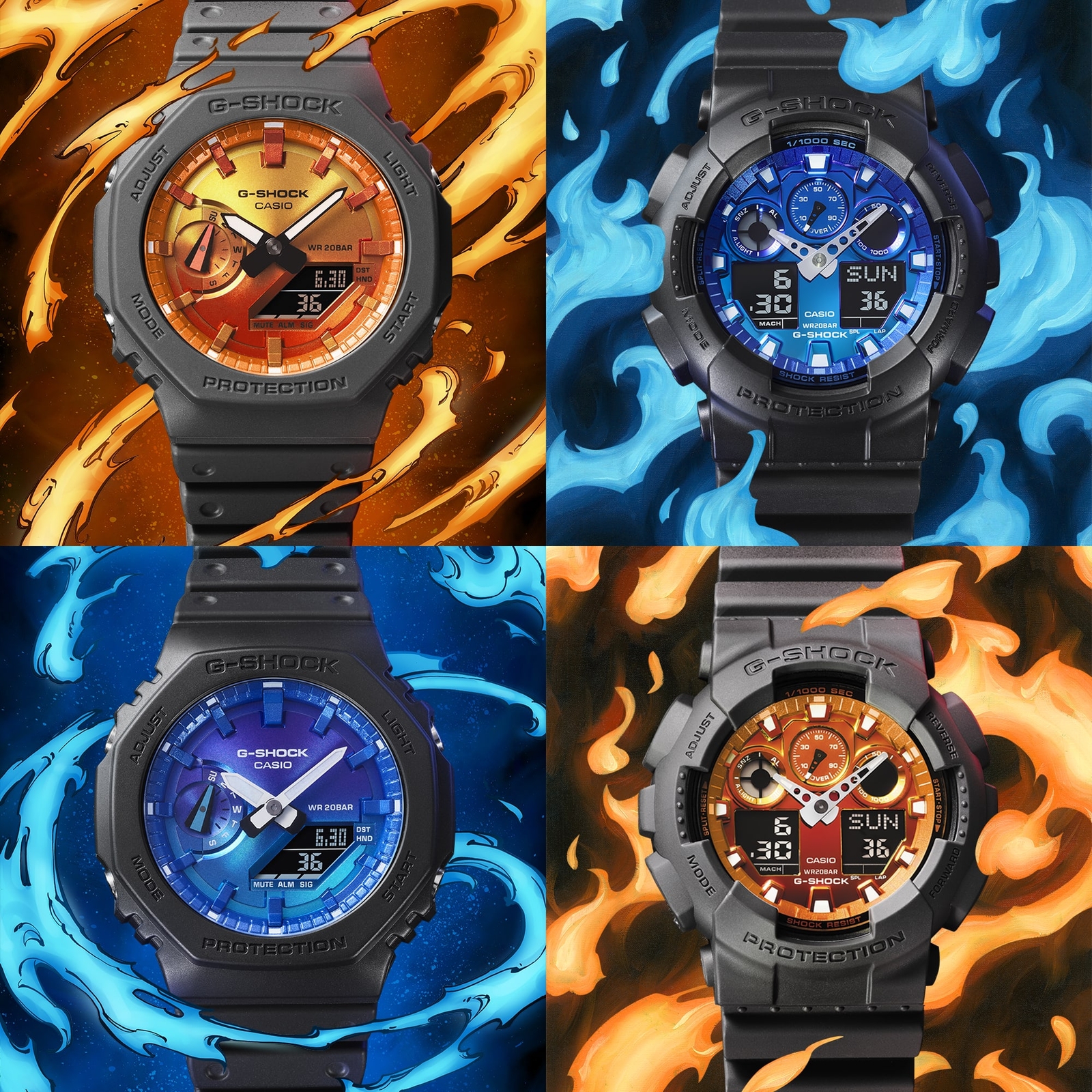 CASIO G-SHOCK GA-100FL-8AJF Flame inside Analog Digital Watch Big Case 51.2mm