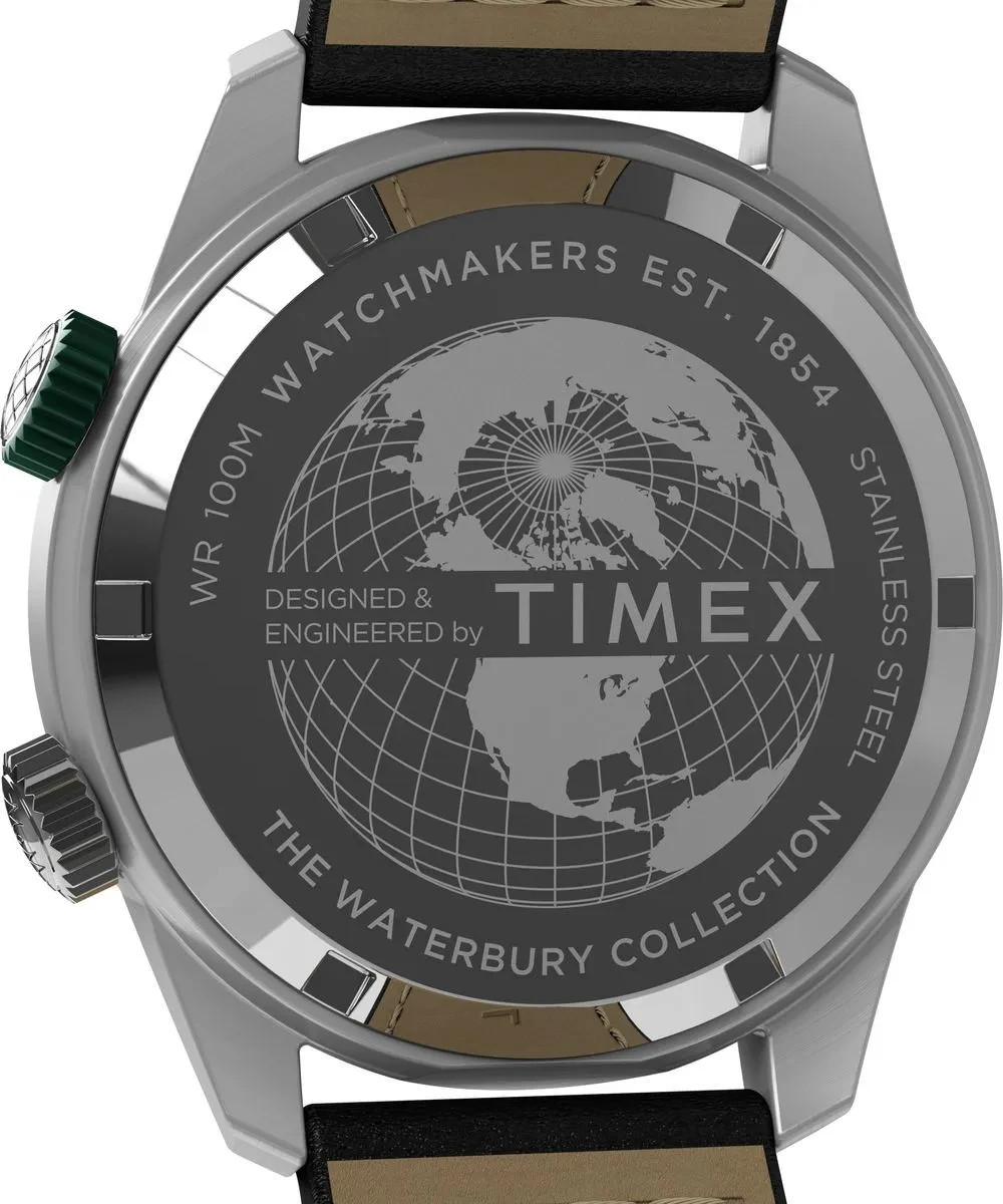 Timex Waterbury Men’s Black Dial Leather Strap 41 mm Quartz Watch TWH6Z3810