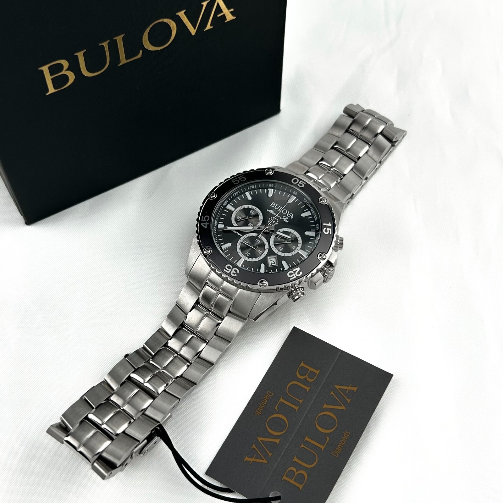Bulova 98B401 Marine Star Classic Men’s Black Dial Quartz Chronograph Watch