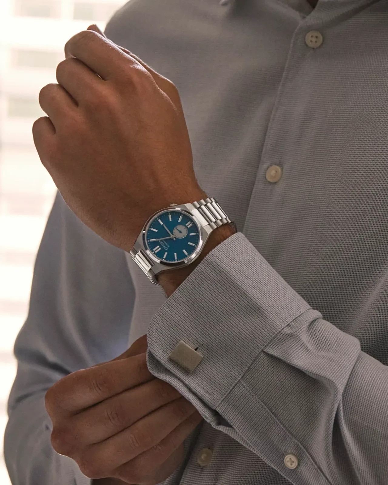 Citizen TSUYOSA Small Second Automatic Sky Blue Dial Mens Watch Model NK5010-51L