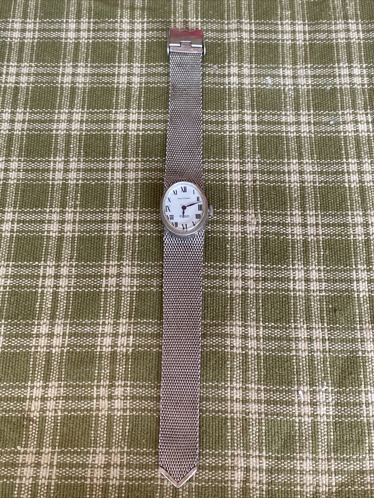 Vtg Ladies Waltham Incabloc 17 Jewel 1/20 10k GF 15mm Mira-Flex Mesh Watch Band
