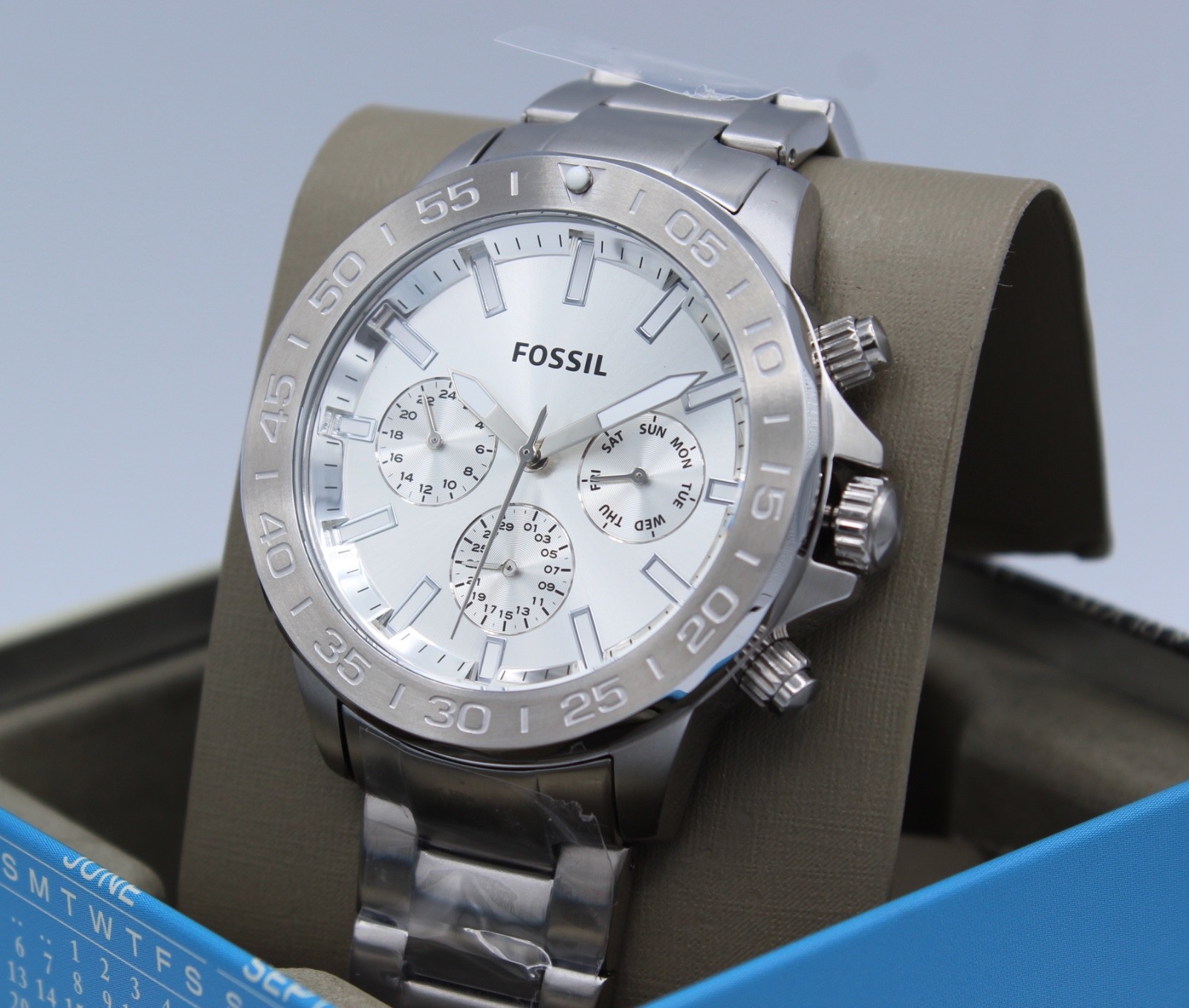 NEW AUTHENTIC FOSSIL BANNON MULTIFUNCTION CHRONOGRAPH SILVER BQ2490 MEN’S WATCH
