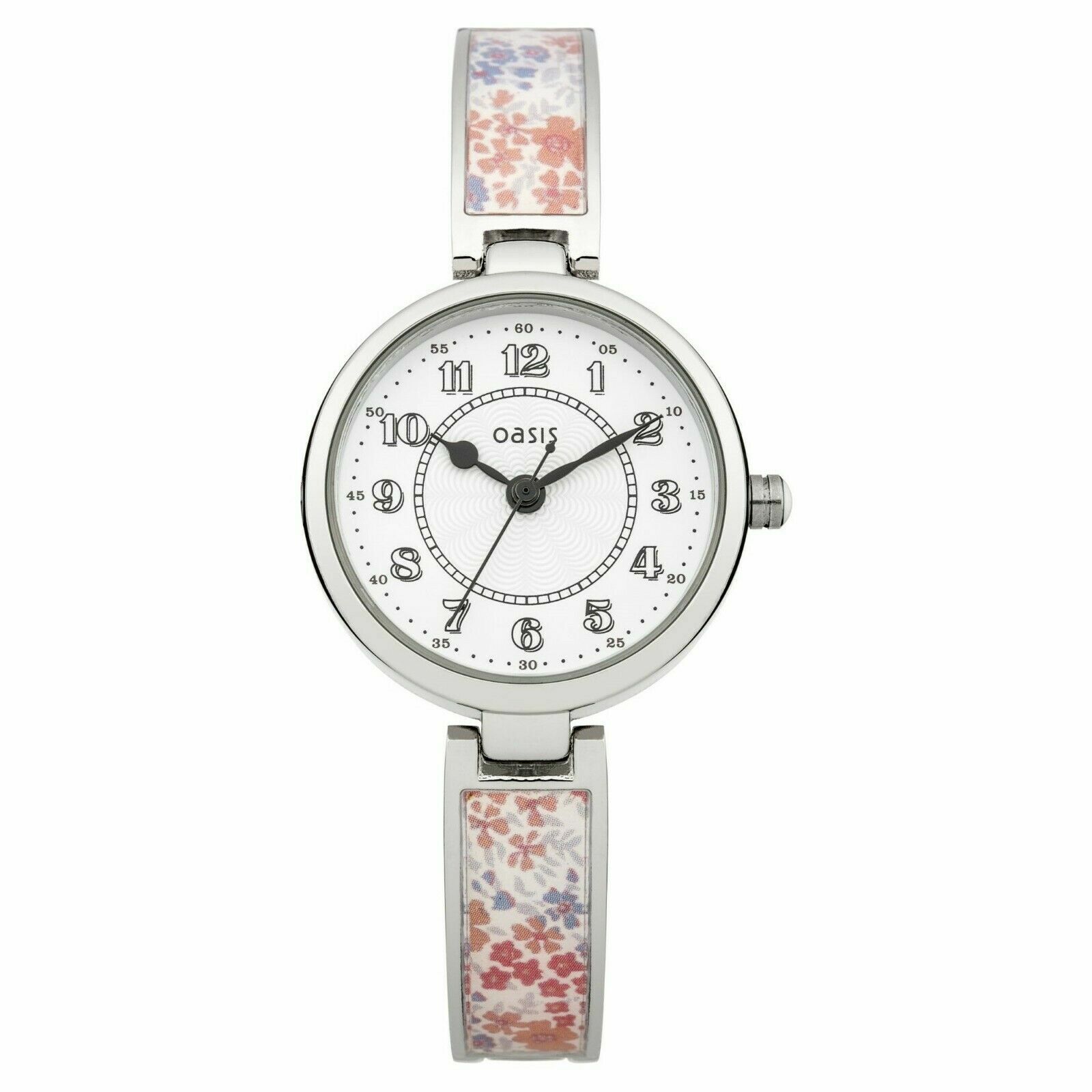 Oasis Women’s Quartz Watch White Dial Analogue Display and Multicolour Bangle