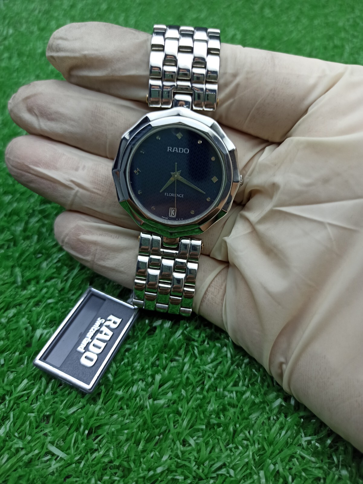 FULL SET VINTAGE RADO FLORENCE BLUE WATCH SWISS MADE 80s MEN & RARE & CLASSIC