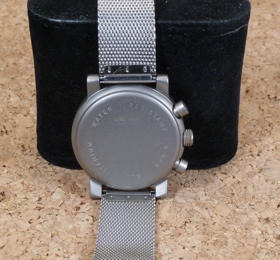 Vintage Boccia Titanium Chronograph Watch Yellow Face Silver Mesh Clasp Band