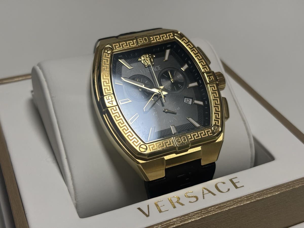 [B1Y] VERSACE Chronograph Men’s Watch Black Gold VESP00324 Greca [z7t]
