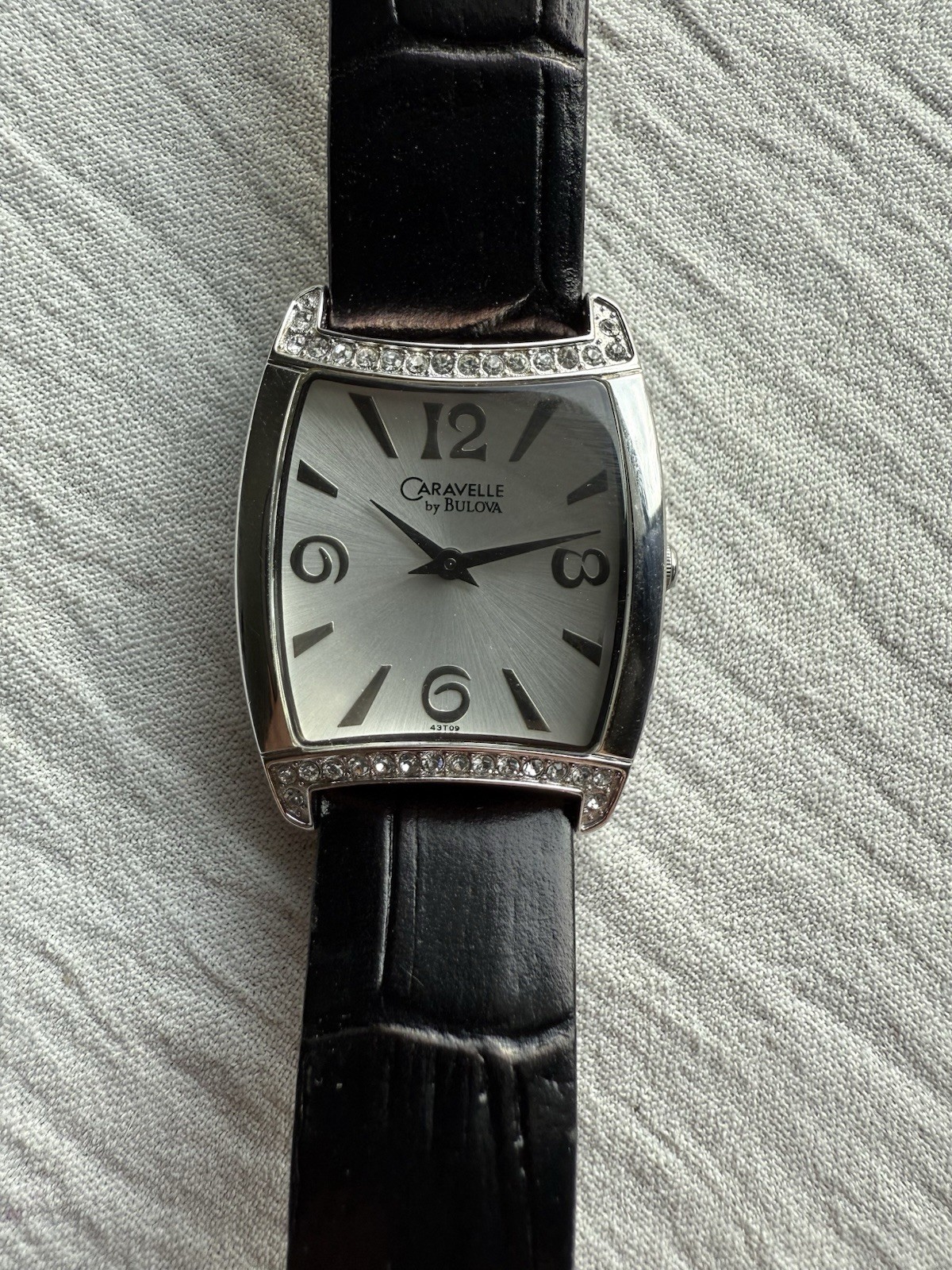 Modern Vintage 2006 Bulova Caravelle Tonneau Shape Diamond Bezel Quartz Watch