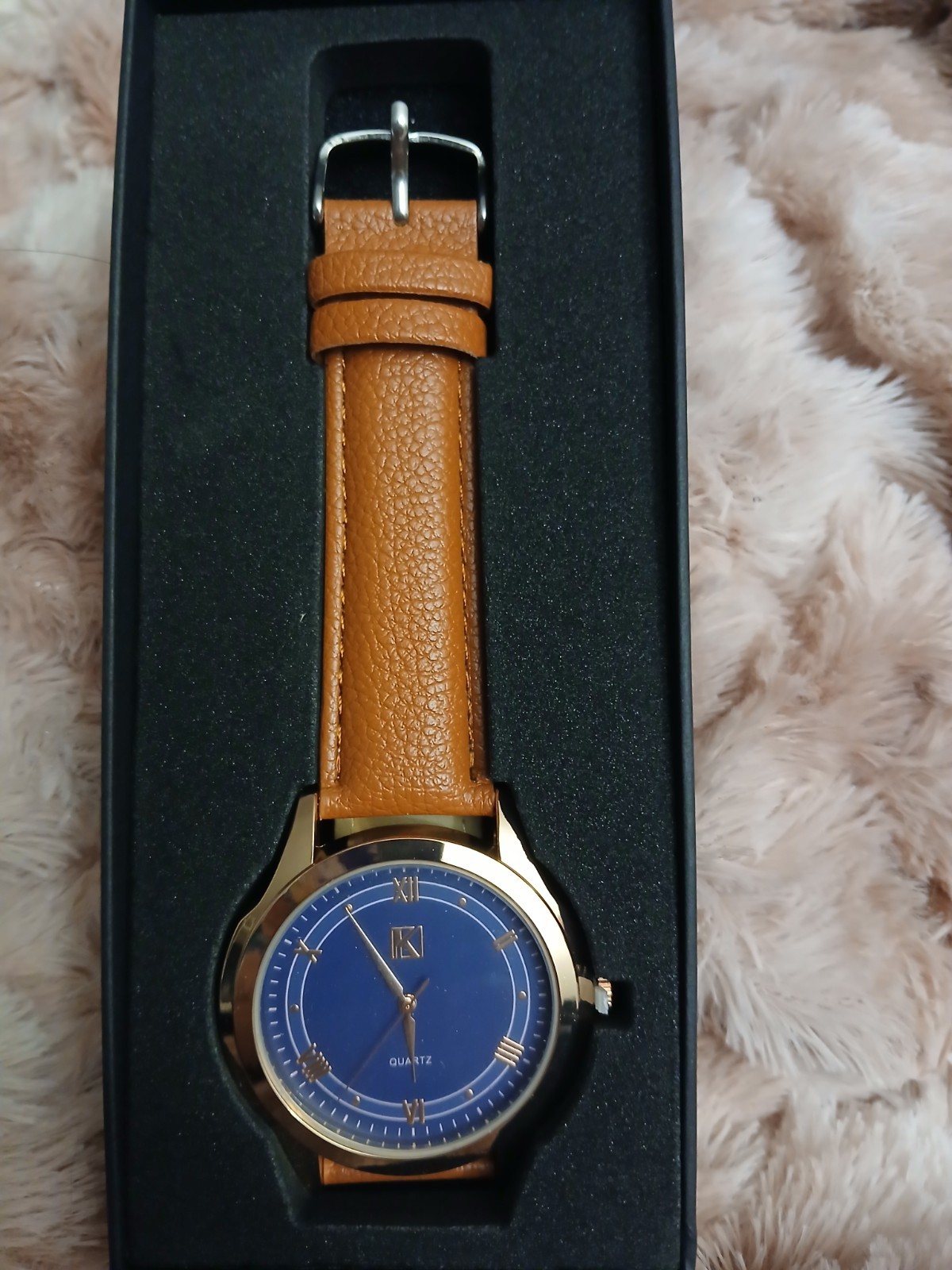 K Quartz Metal Wristwatch Analog Leather Strap Assorted Colors w/ Box