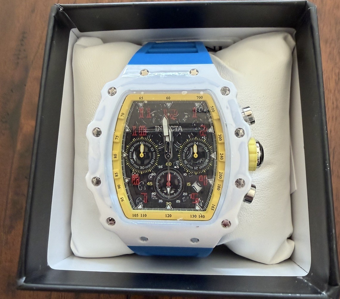 Men’s Invicta Racing Watch White & Blue 69732 NEW