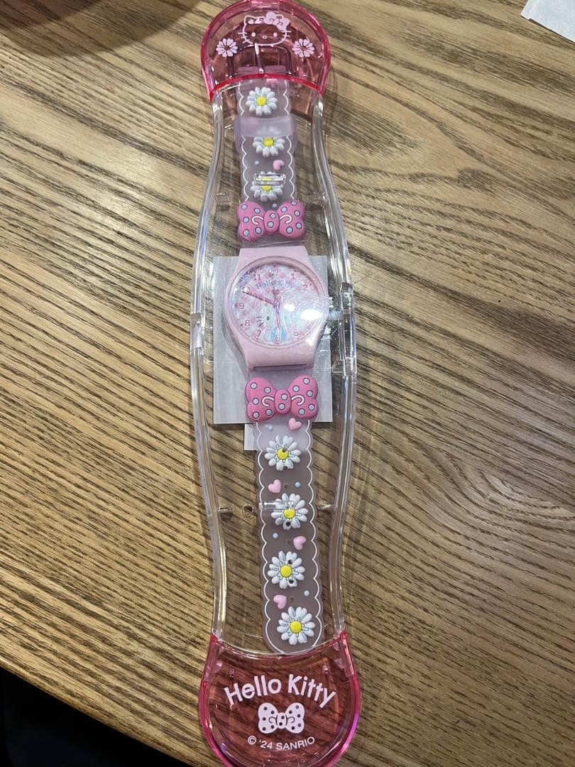 Hello Kitty Pink Floral Ribbon Watch Used