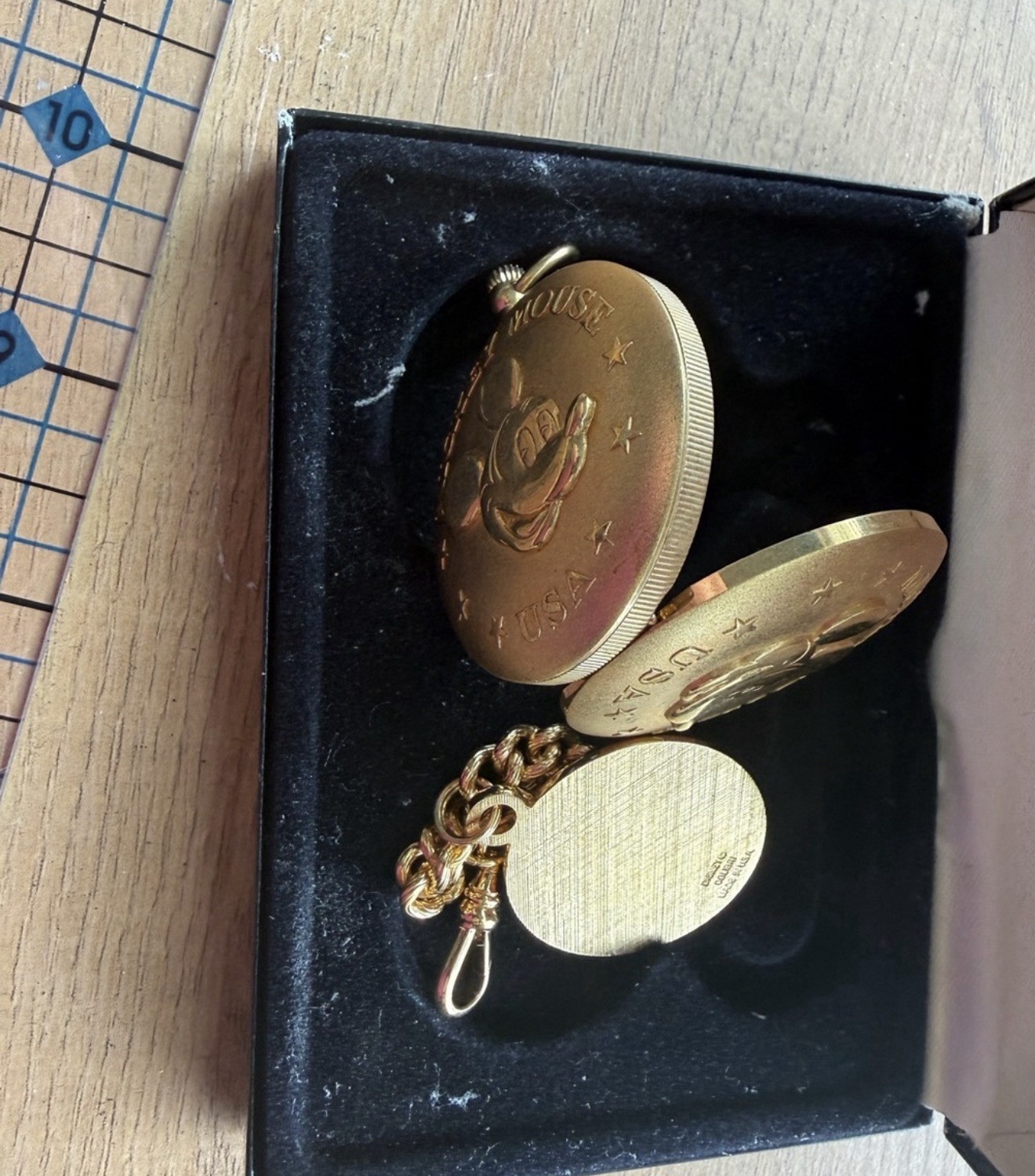 Colibri Quartz Full Hunter Mickey & Co. Disney Pocket Watch w/ Chain & Box
