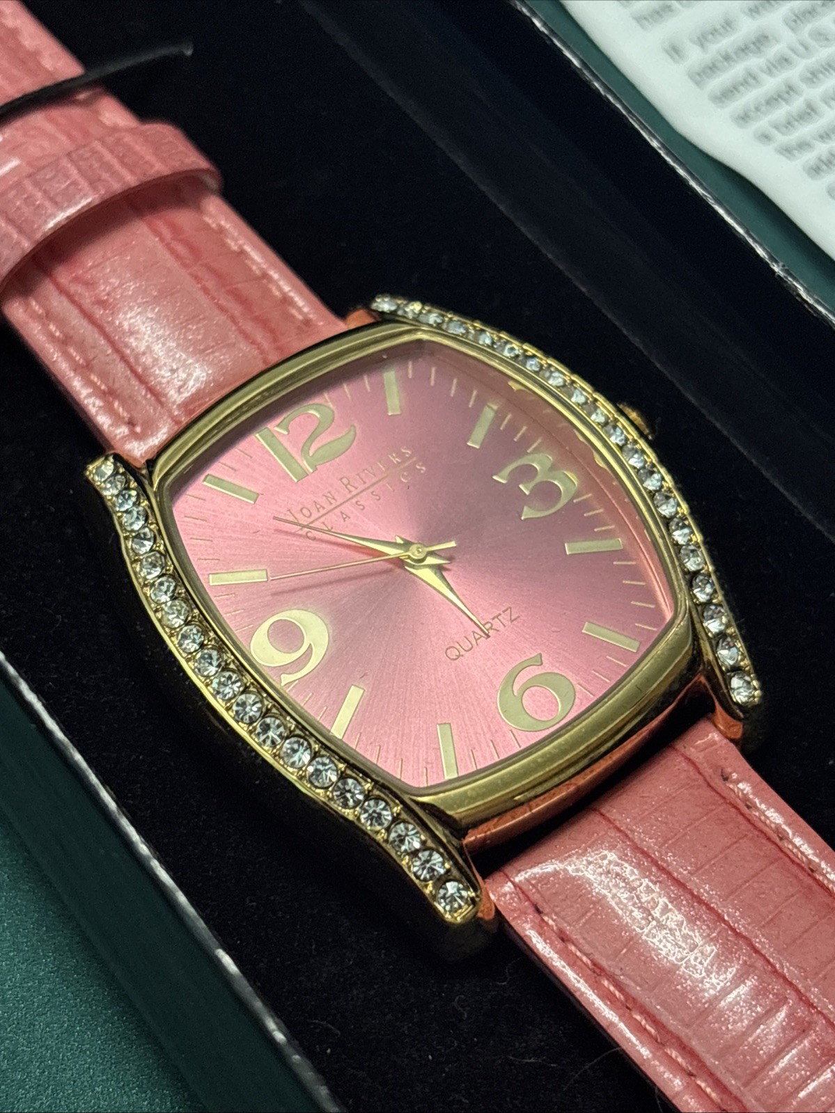 Joan Rivers Classics 40mm Silver Tone Pink Dial Quartz Watch w/Band & Battery