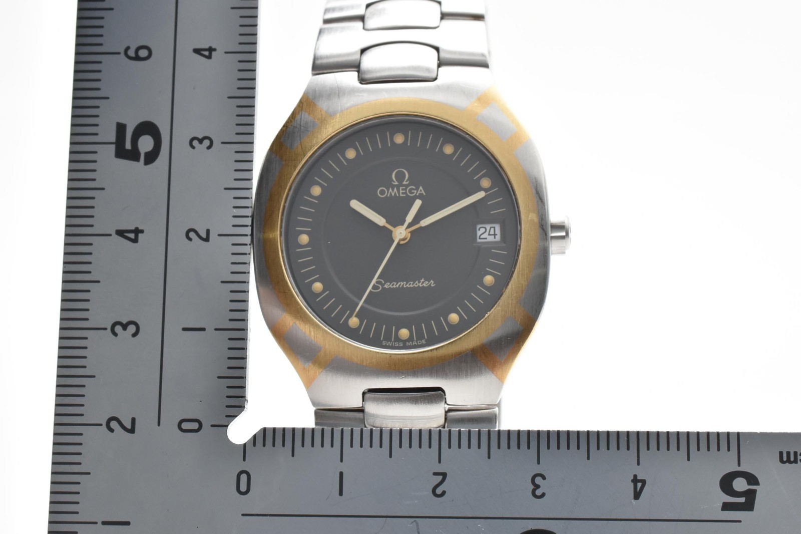 [Near MINT] OMEGA Seamaster Polaris 396.1022 Men’s Black Dial Quartz Watch JAPAN