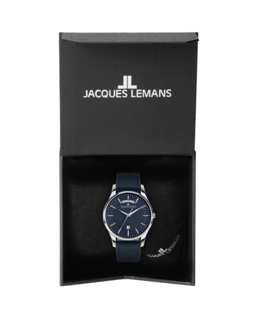 JACQUES LEMANS Men Analog Quartz Casual Watch Classic Dress Blue Dial Waterproof