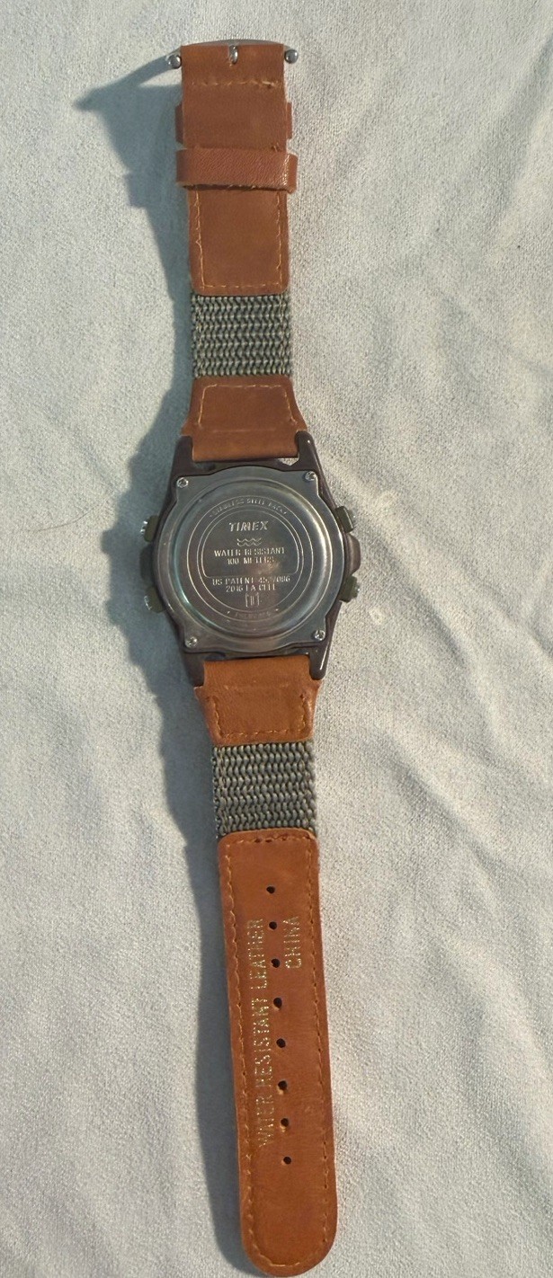 Timex Expedition Indiglo Digital Quartz 100m Green Case Gray Dial 43mm Strap