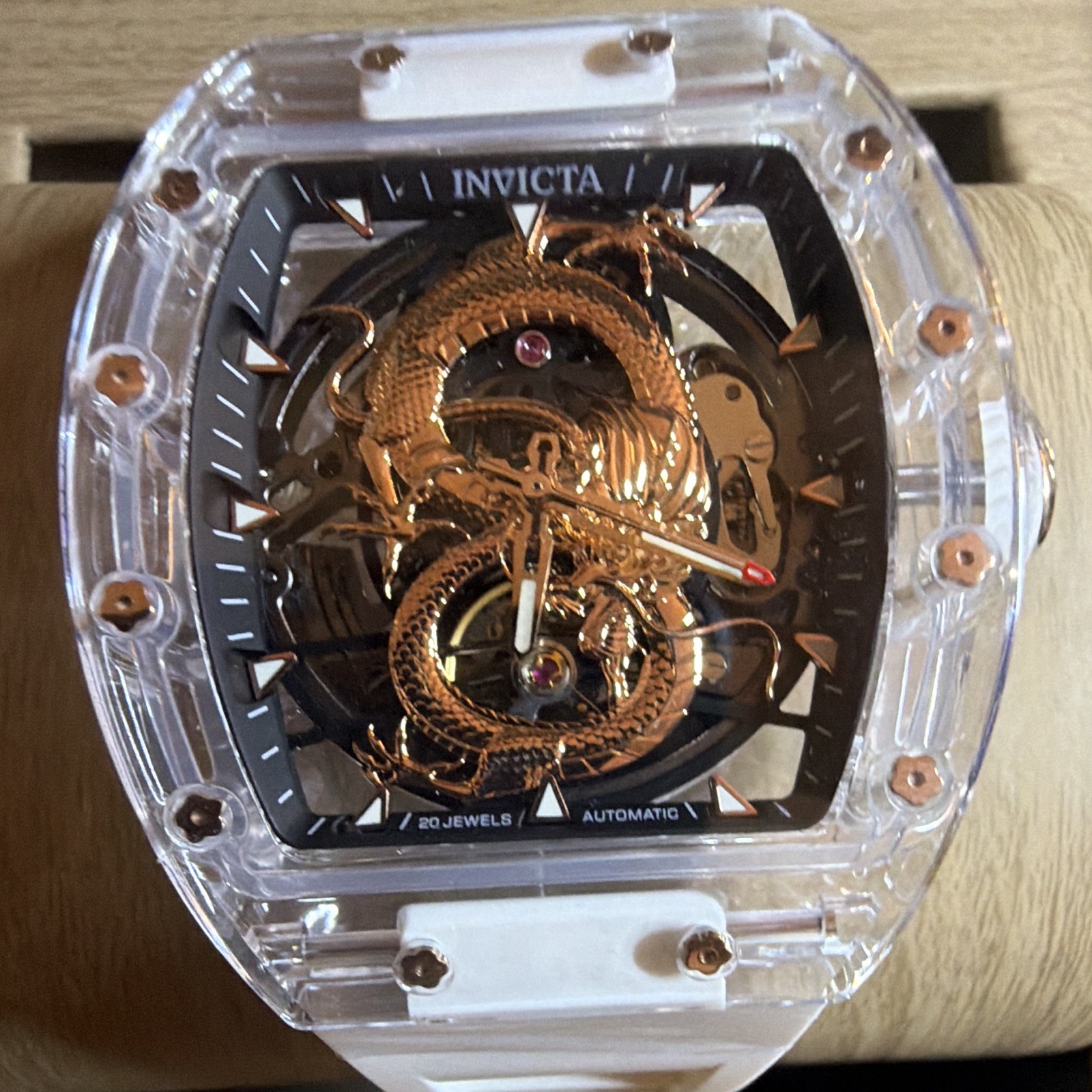 Invicta 69500 Artist Skeleton Dragon Automatic White Glass Luxury Men’s Watch