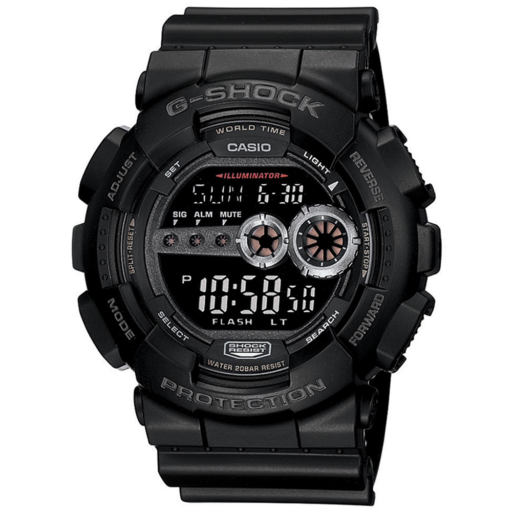 Casio 51.0mm G-Shock GD100-1B Men’s Sports Water Resistant, Digital Watch,Black