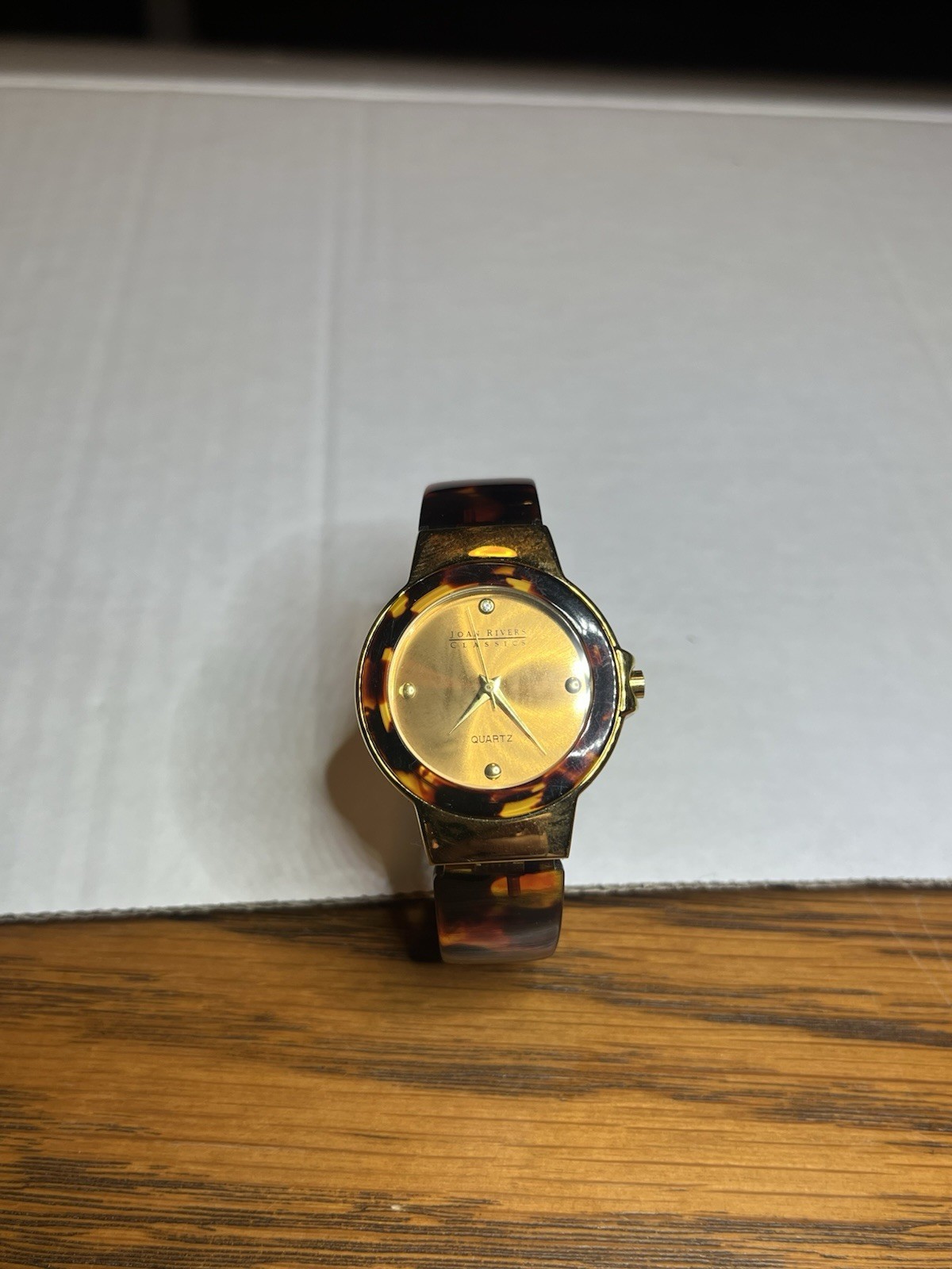 Vintage Joan Rivers Classics Collection Tortoise Shell Brown GoldTone Watch Read