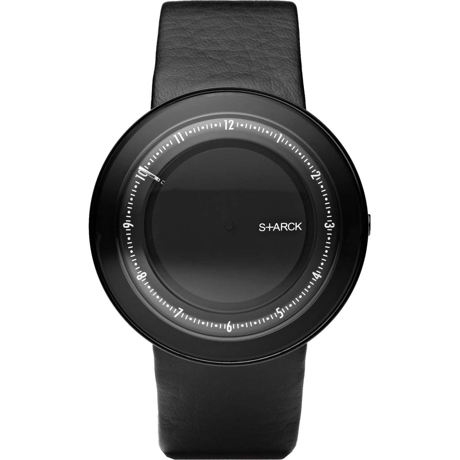 BLACK S+ARCK MYSTERY ROTATING DIAL WATCH CRAZY HOUR FUTURISTIC SPACE AGE PH-5038