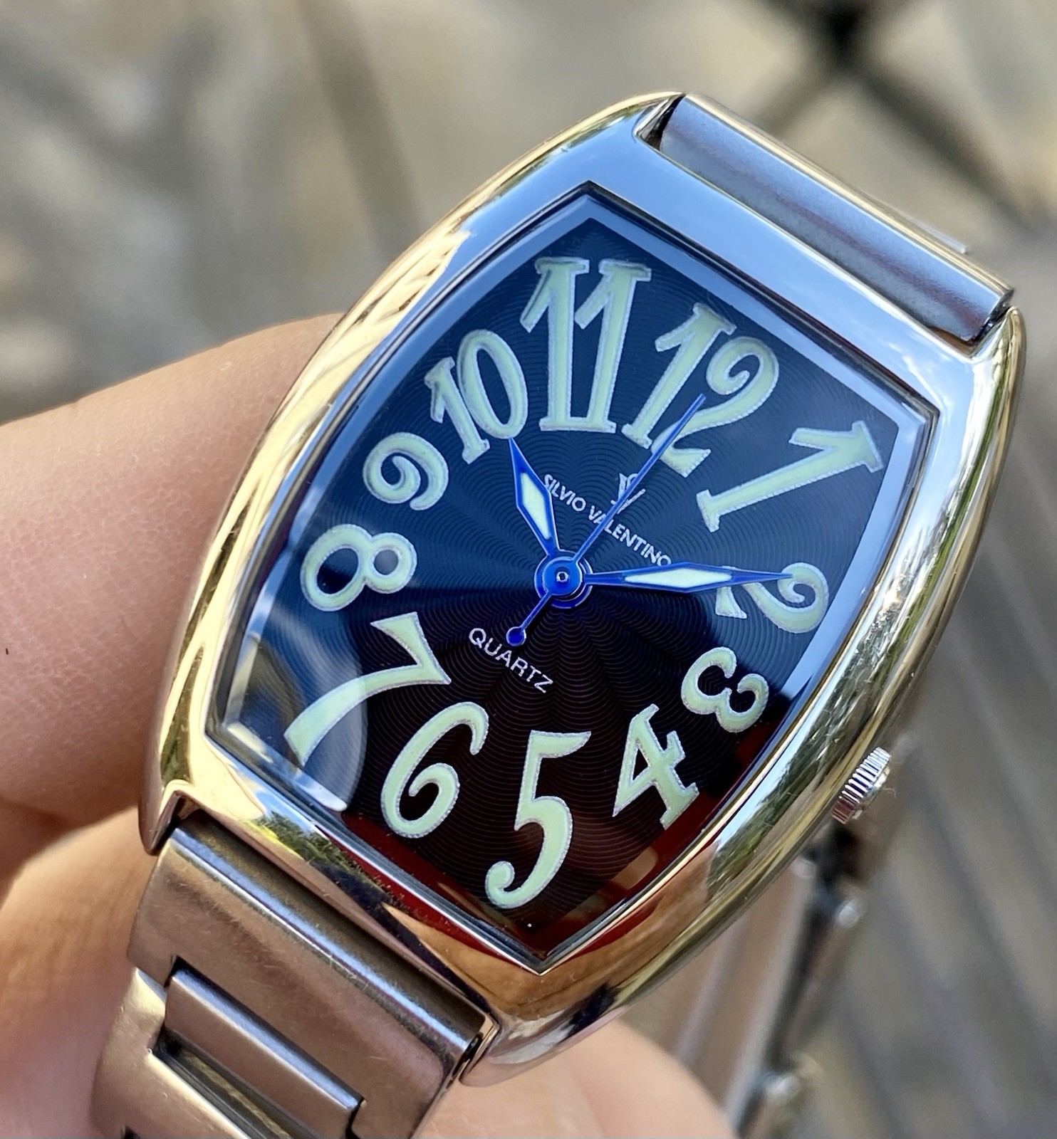 Silvio Valentino Quartz Watch 25mm Tonneau Shaped All Stainless Steel Unisex