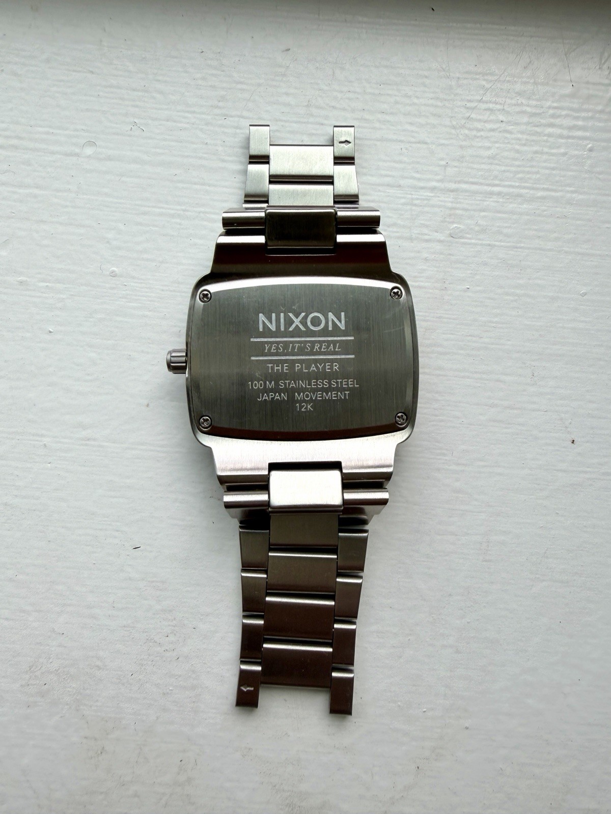 Nixon “The Player” Watch Silver Stainless Steel Blue Dial Diamond Accent