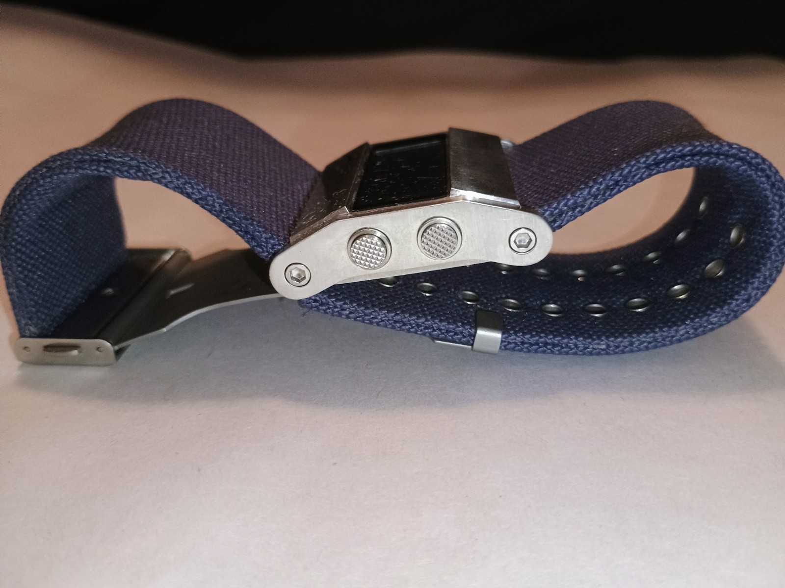 VINTAGE Nike Oregon Rectangle WA0037 Watch – Blue Canvas Strap – Gorpcore Y2K