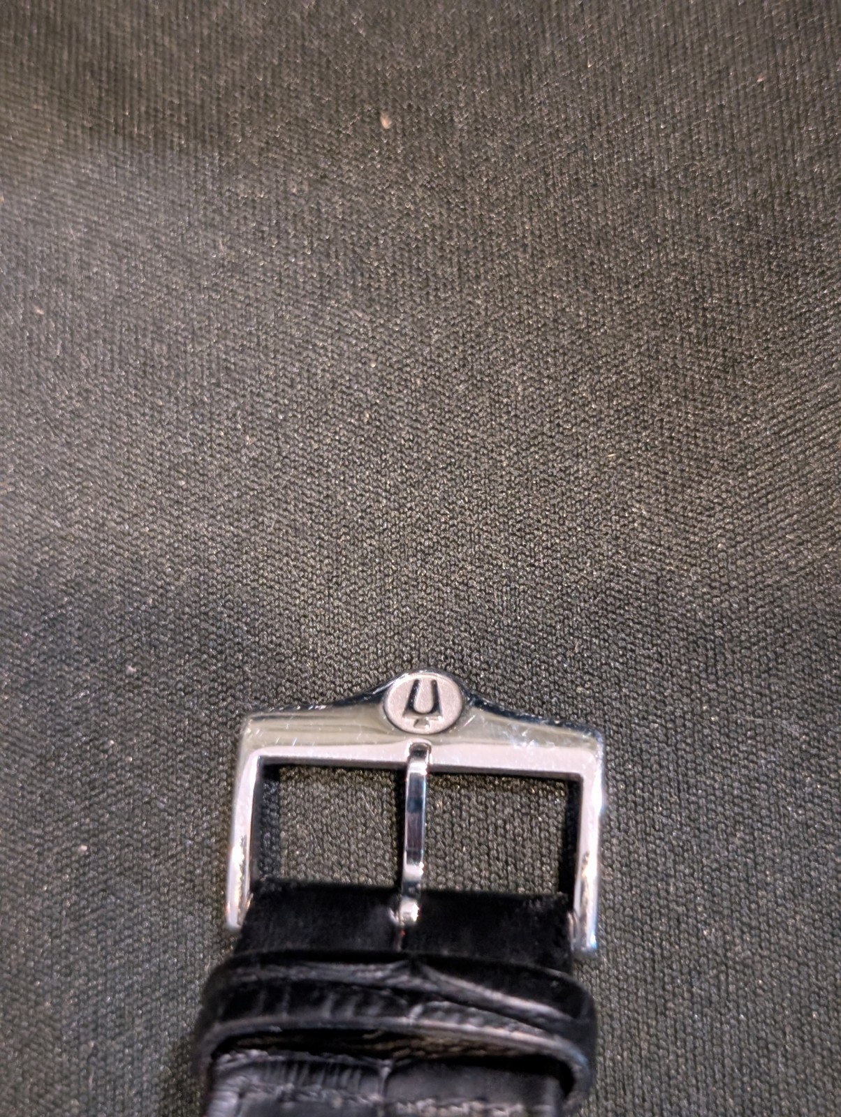 Bulova Precisionist Gray Dial Silver Tone Black Leather Band Men’s Watch 96B158