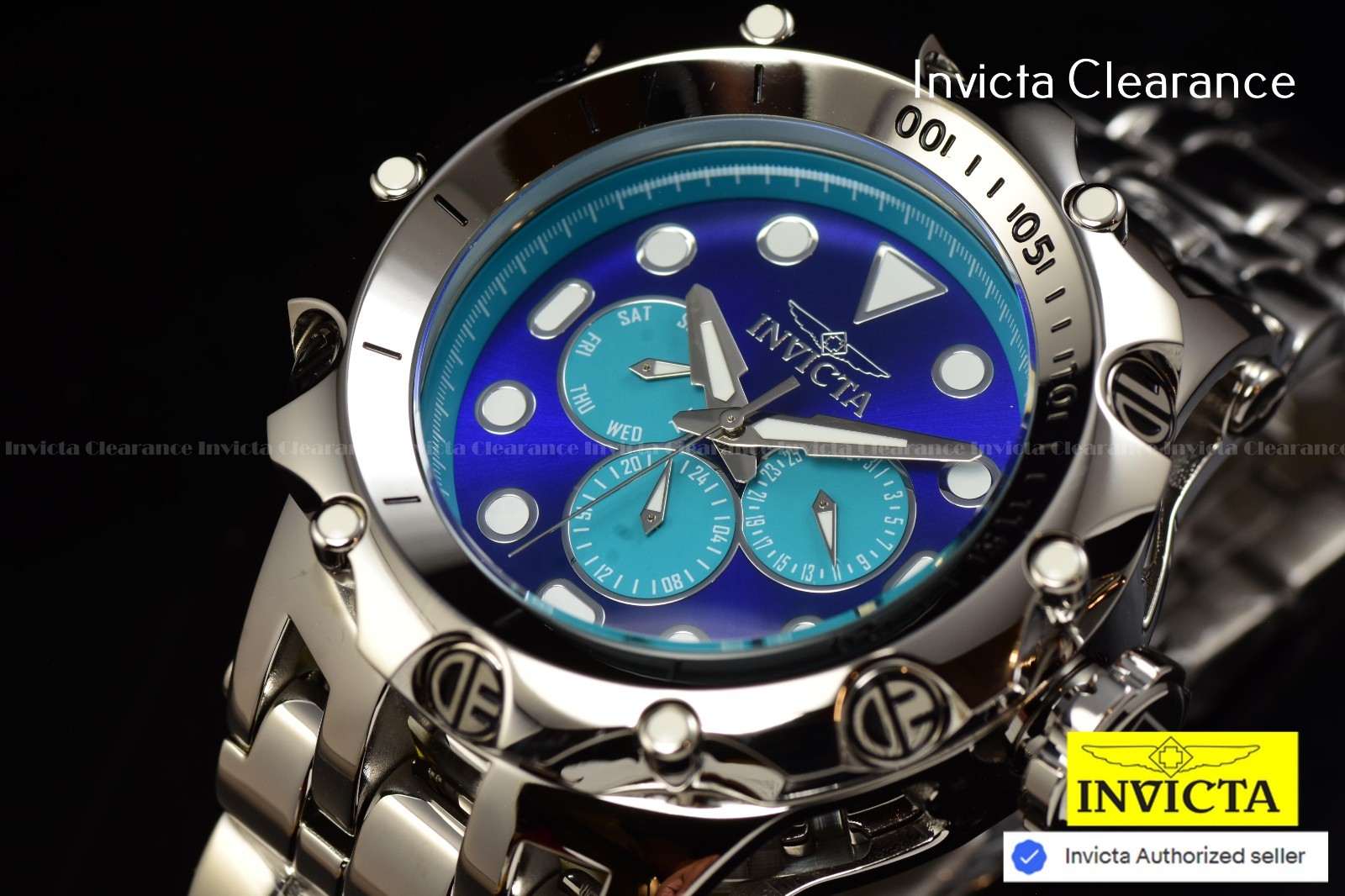 Invicta Reserve Venom FUSION Quartz Turquoise Dial Men’s High Polish SS Watch