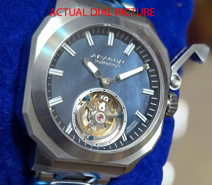 NEW! Aragon Millipede Max Tourbillon Lm’t Edition Watch Black MOP Dial 42mm