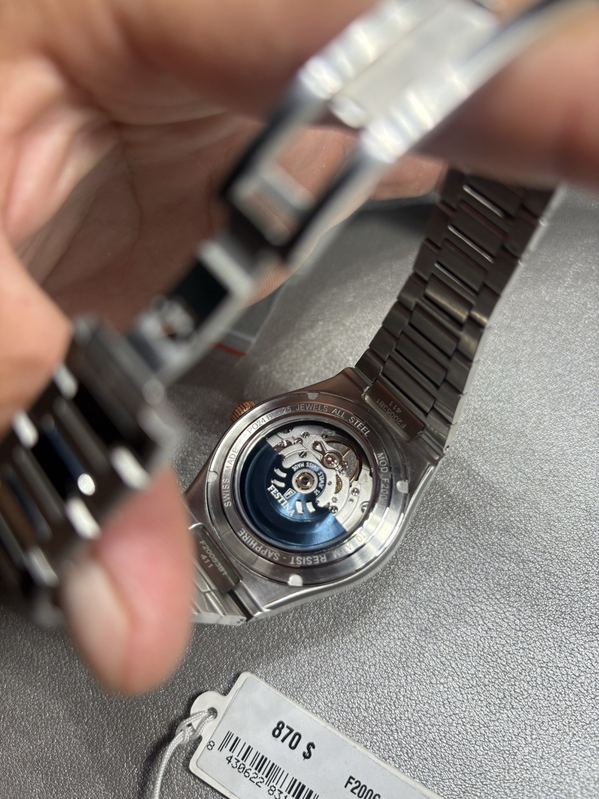 Festina Rivé open heart 40mm automatic Swish Made, Box & Papers