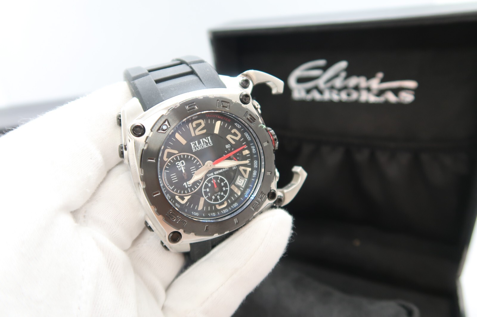 ELINI BAROKAS, 660ft “The General” CHRONO w/Box, BIG MENS DIVE WATCH,MIB R23-18
