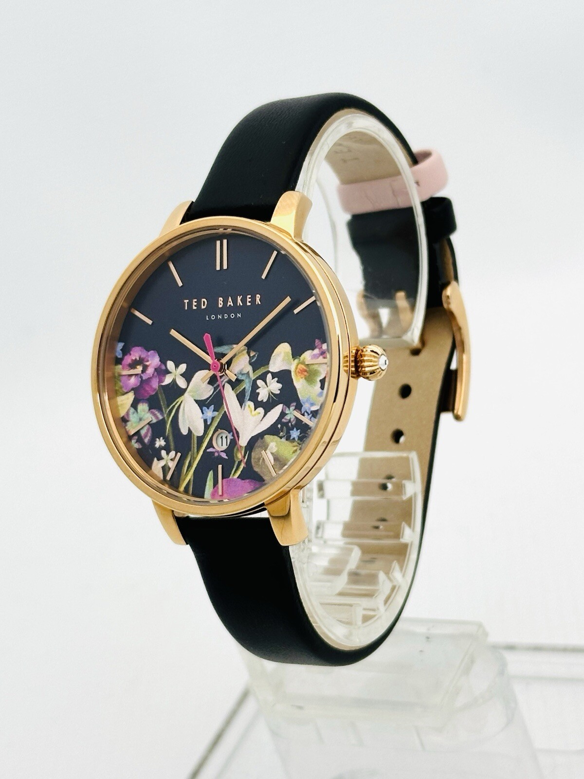 Ted Baker TE10031552 Ladies Floral Multicolour DialBlack Leather Strap RGP Watch
