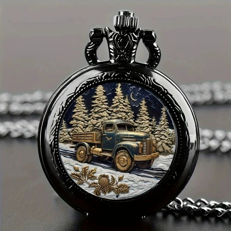Retro Double Dragon Pattern Golden Silvery Quartz Pocket Watch Classic Style
