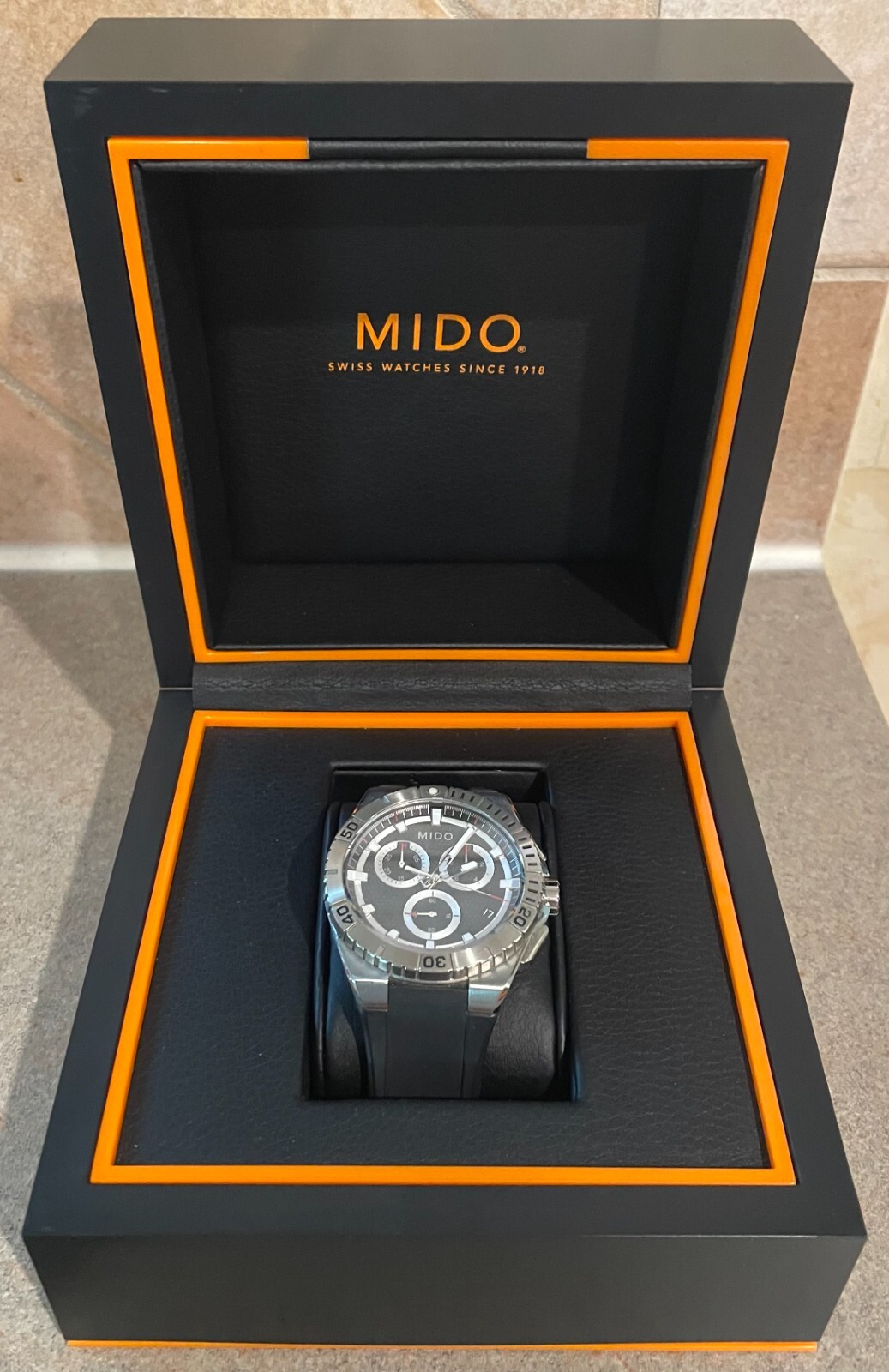Mido Ocean Star GMT Chronograph Black Dial Rubber Strap Men’s Watch M023417A