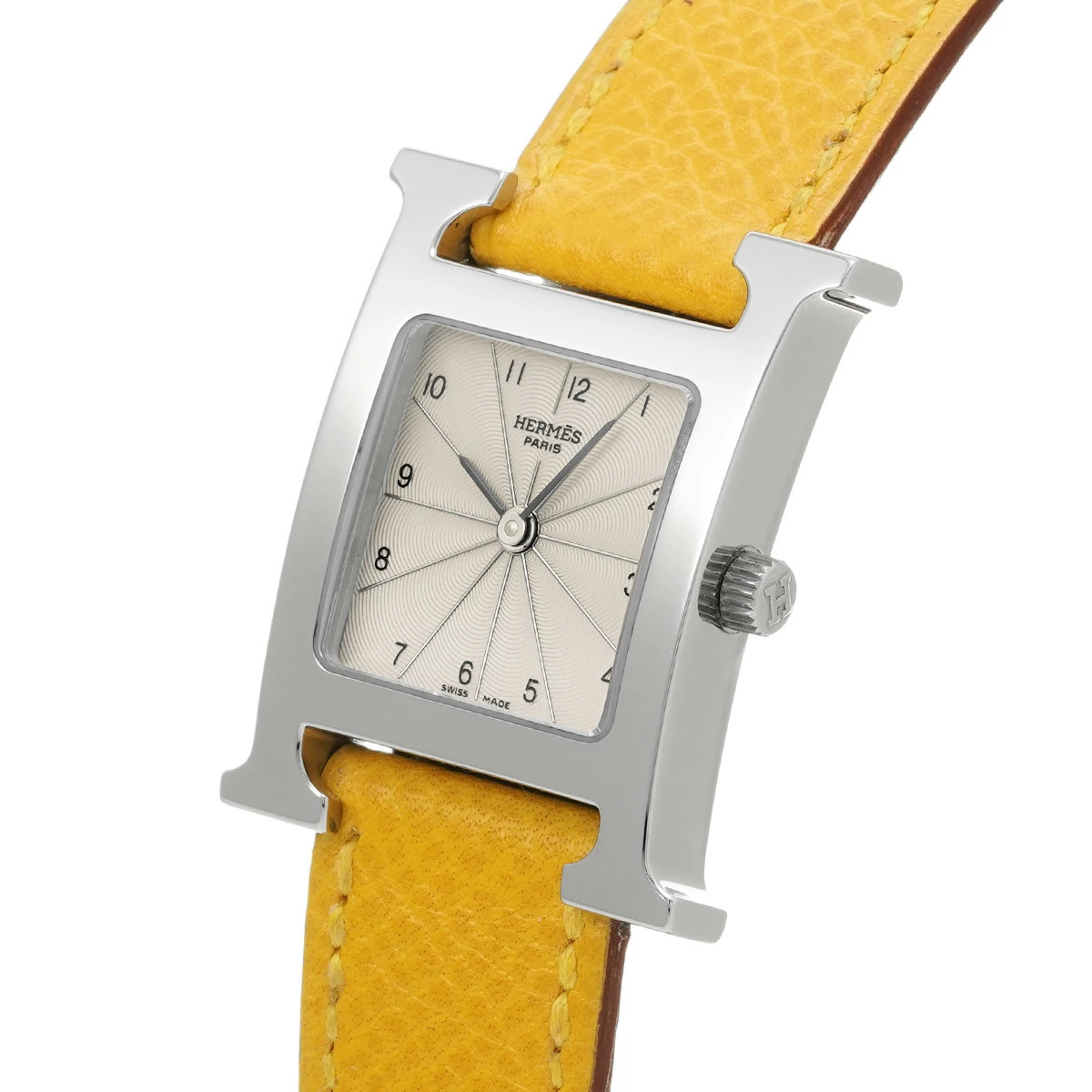 HERMES H-Watch HH1.210 Silver Case Size 21 x 21 mm Ladies Used Watch #611516