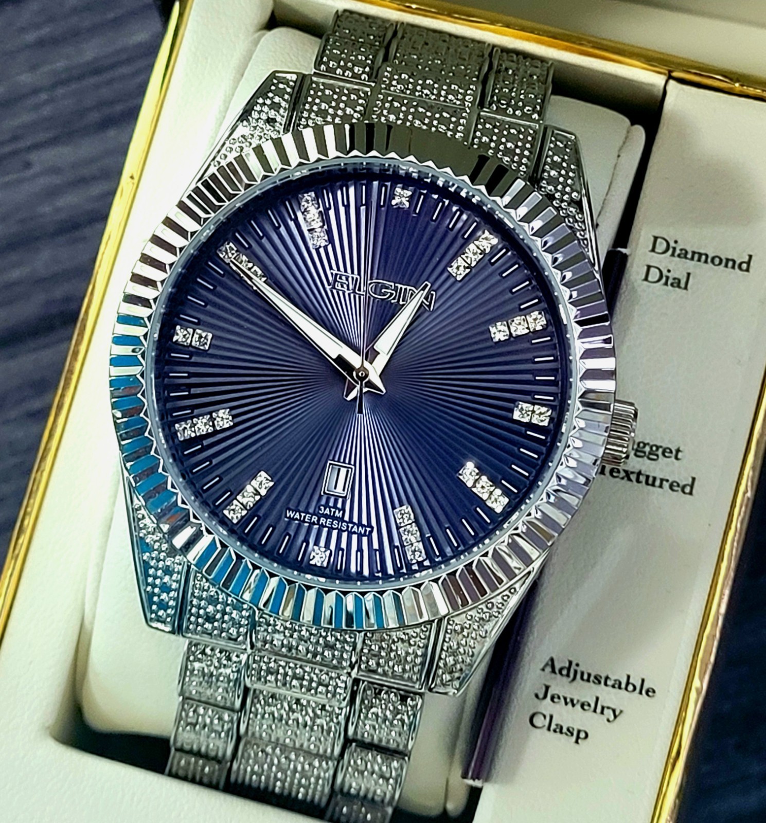 Rare Elgin Paved Diamond Dial Men’s Watch Authorized Dealer
