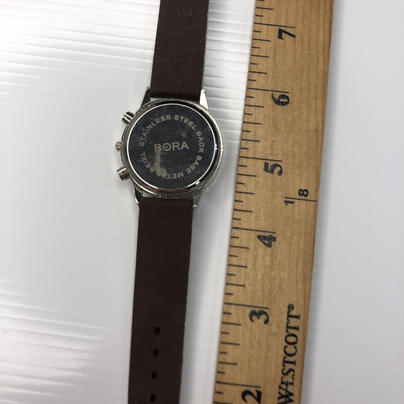 X11 BORA Silver Crystals Stainless Brown Jelly Silicone Retro Watch Untested
