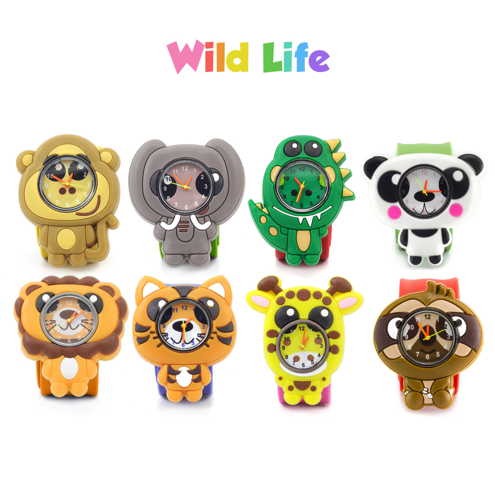 Wacky Watches Snap On Slap Band For Kids Boys Girls Silicone Accessories Animal