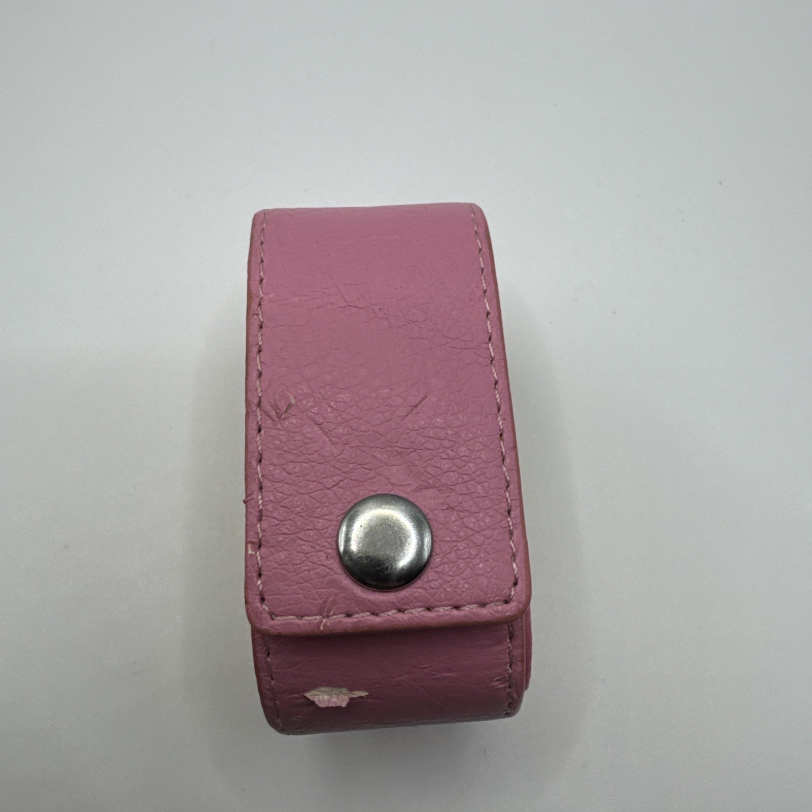 Vintage MARY KAY Pink Wrist Watch Wide Band Snap Closure Pink & White Crystals