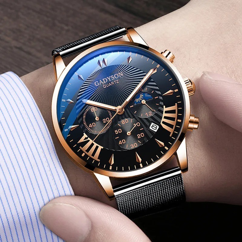 Men’s Business Quartz Watch With Round Dial And Alloy Strap Featuring Single new