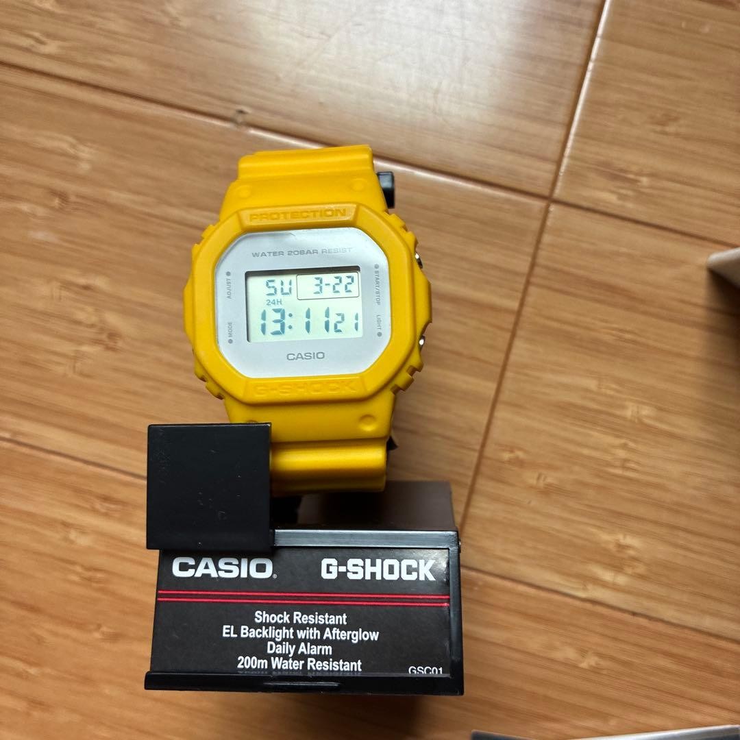 CASIO G-SHOCK DW-5600CU Yellow Digital Quartz Men’s Wristwatch Working Condition