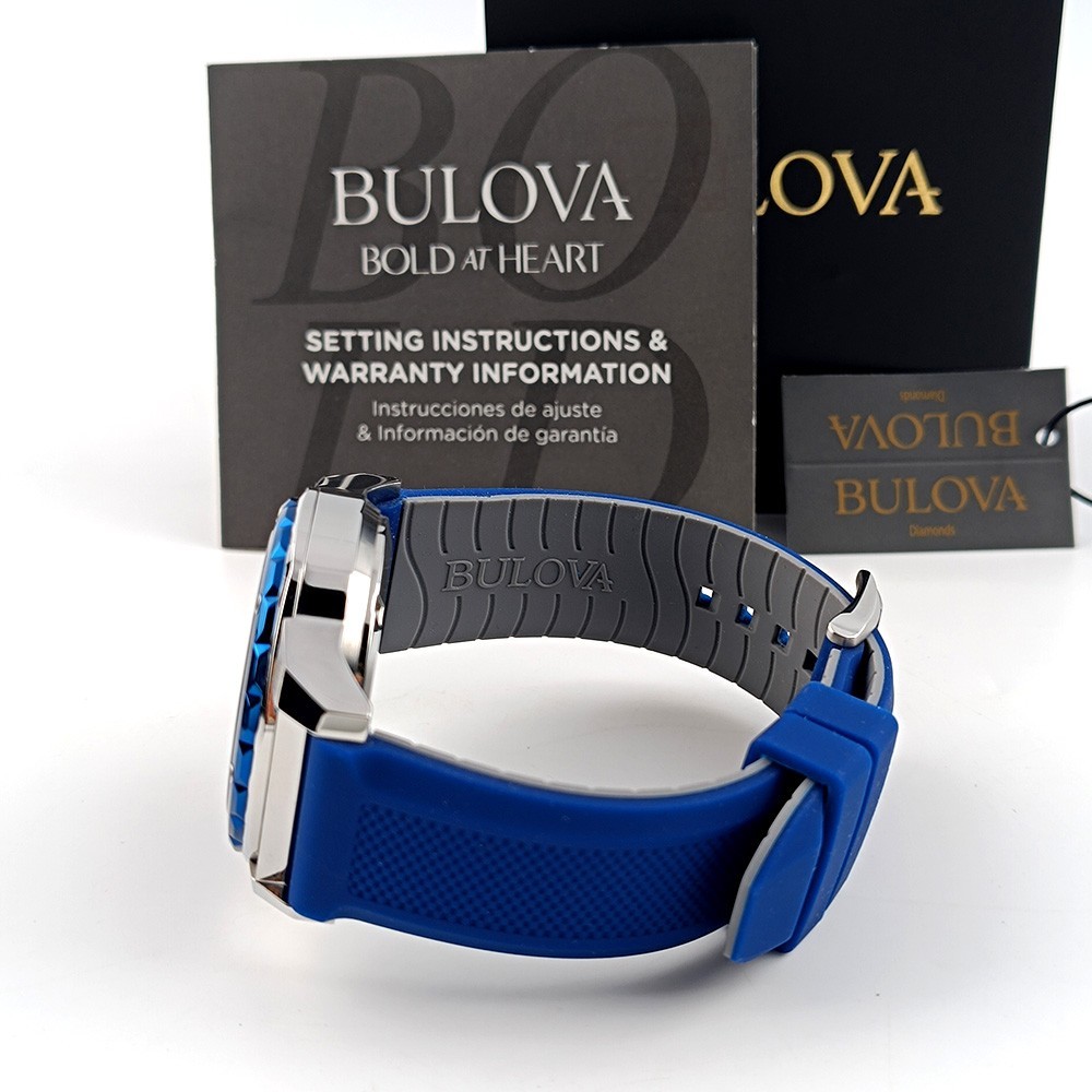 Bulova Marine Star 98A303 Blue Dial Rubber Strap Automatic Men’s Watch 44 mm
